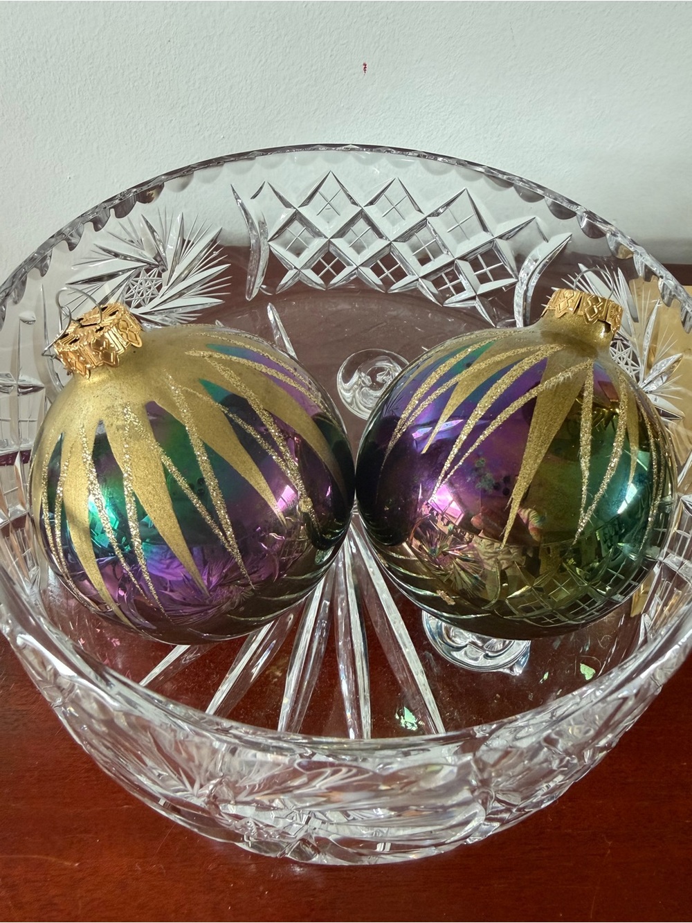 Holiday vintage mercury Glass Ornaments - Purple Green Gold Decorative Baubles
